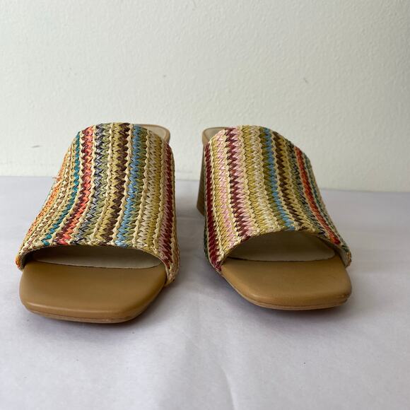 Seychelles Adapt Raffia Sandal Size 9 Natural Multi Color Slip On Stacked Heels - Picture 9 of 14
